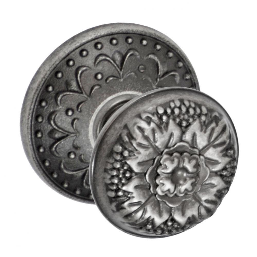 Floral Half-Round Knob with Venice  Rose Passage Set in Antique