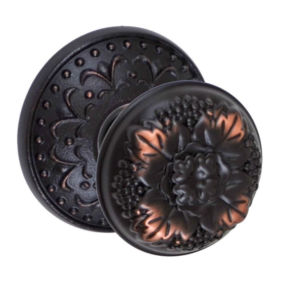 Floral Half-Round Knob with Venice  Rose Dummy Single in Oil Rubbed