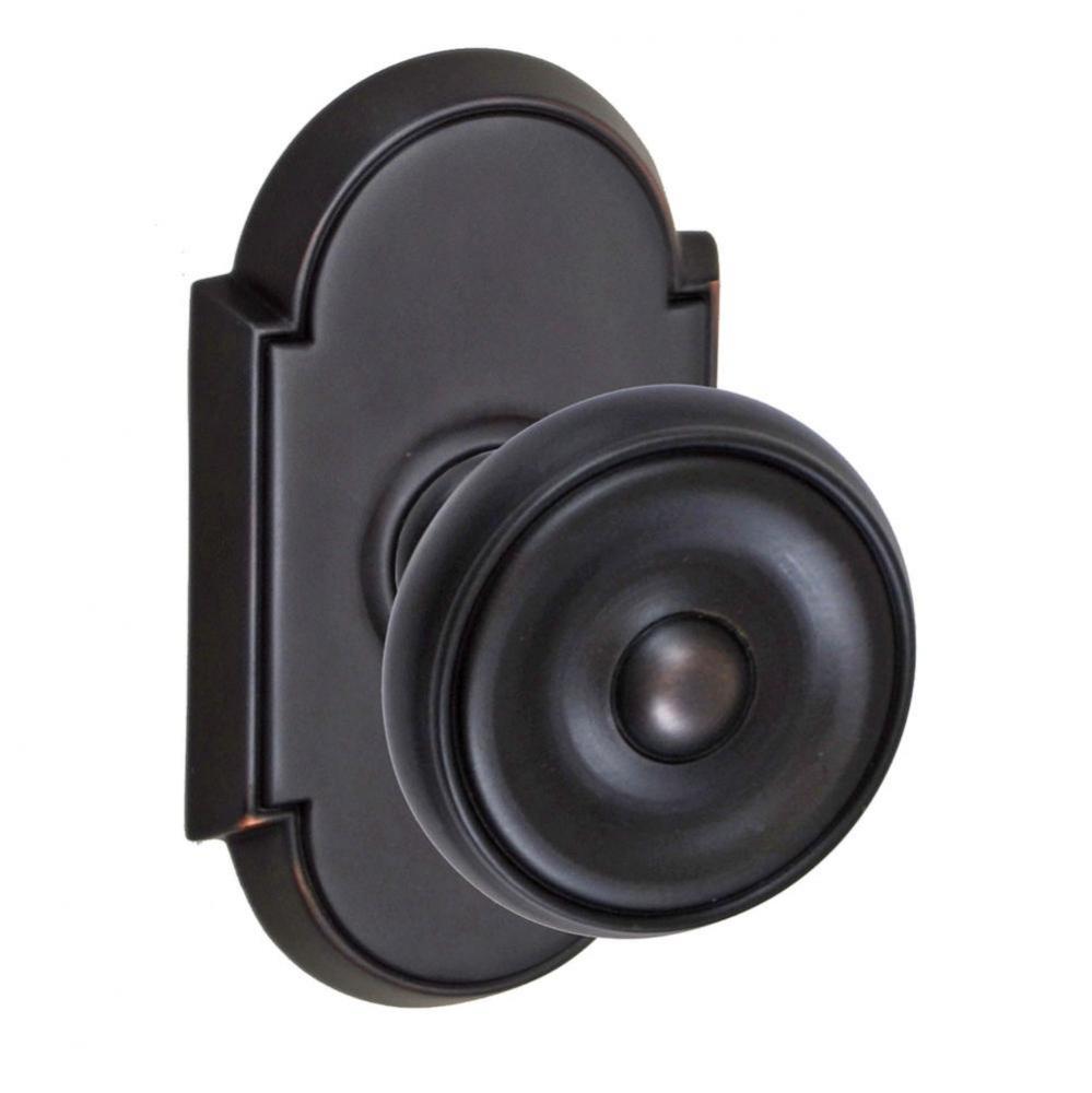 Cambridge Knob with Tarvos Rose Privacy Set in Oil Rubbed