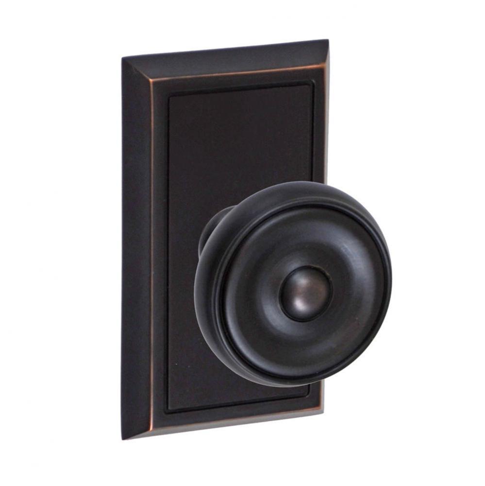 Cambridge Knob with Shaker Rose Privacy Set in Oil Rubbed