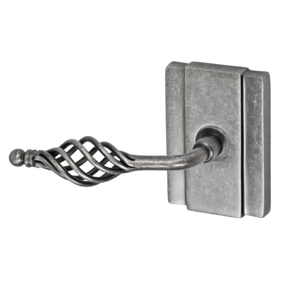 Basket Lever with Blacksmith Rose Passage Set in Antique Pewter - Left
