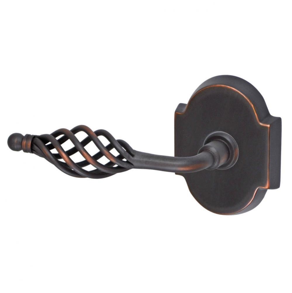 Basket Lever with Beveled Scalloped Rose Passage Set in Oil Rubbed Bronze - Left