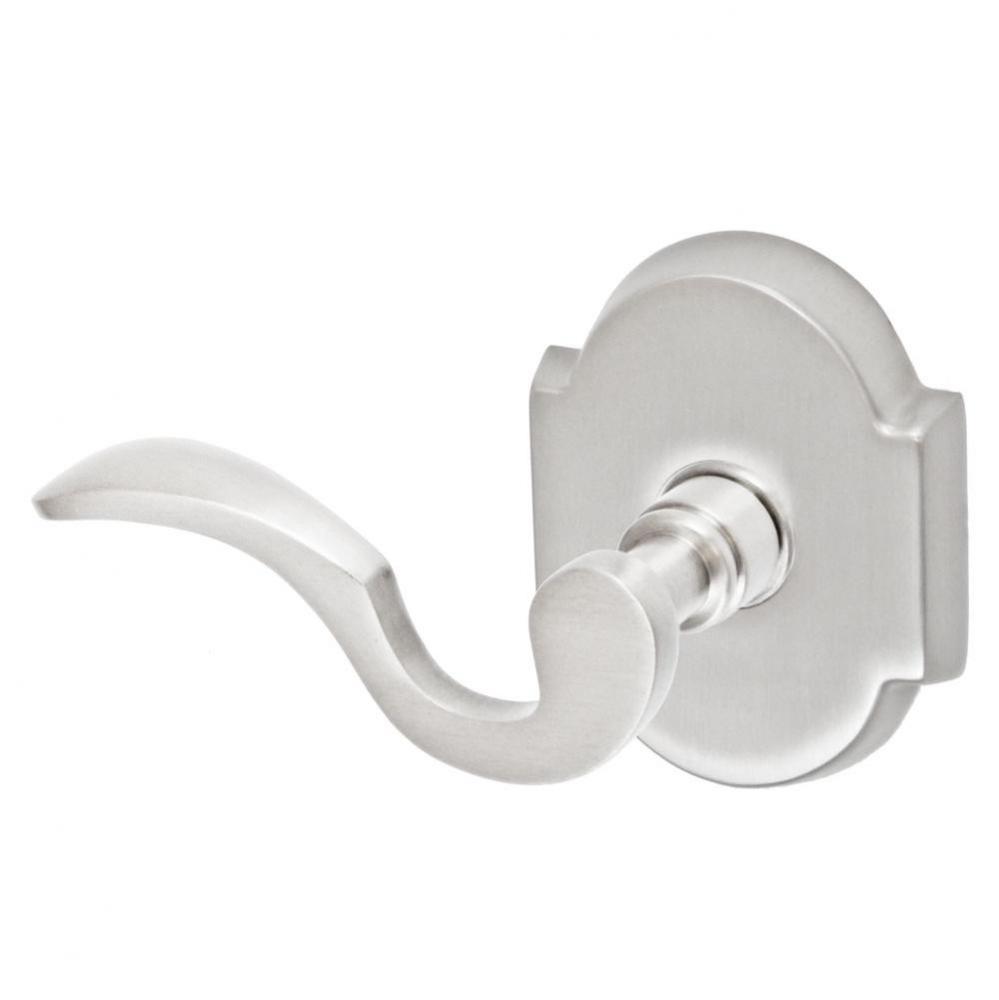 Drop Tail  Lever with Beveled Scalloped Rose Dummy Single in Brushed Nickel - Left
