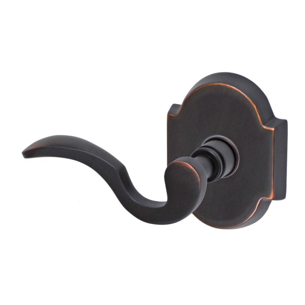 Drop Tail  Lever with Beveled Scalloped Rose Dummy Single in Oil Rubbed Bronze - Left