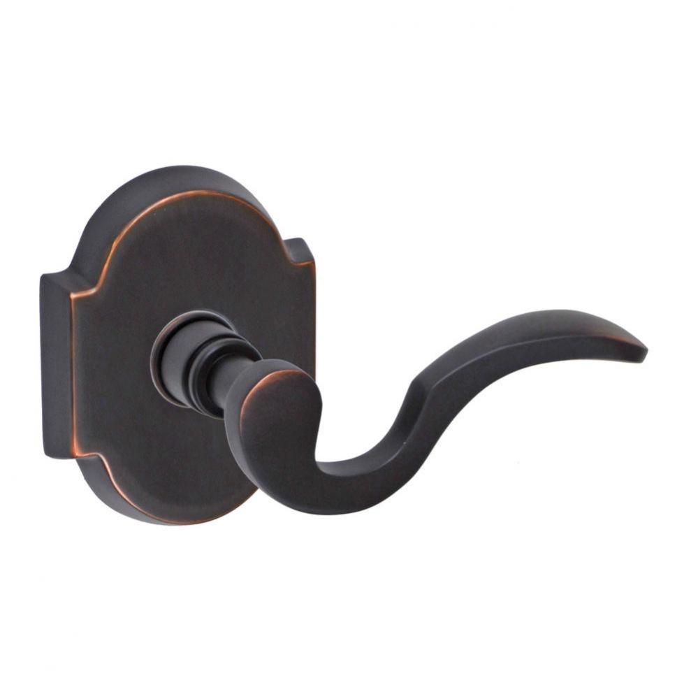 Drop Tail  Lever with Beveled Scalloped Rose Passage Set in Oil Rubbed Bronze - Right