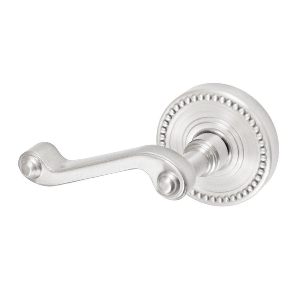Ornate Lever with Beaded Rose Dummy Single in Brushed Nickel - Left