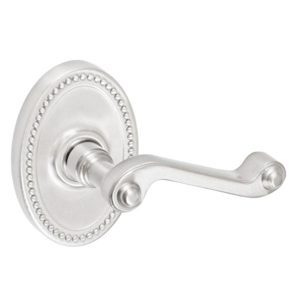 Ornate Lever with Oval Beaded Rose Passage Set in Brushed Nickel - Right