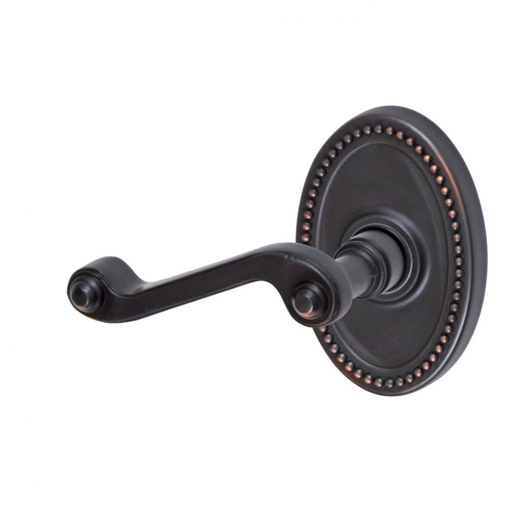 Ornate Lever with Oval Beaded Rose Dummy Single in Oil Rubbed Bronze - Left