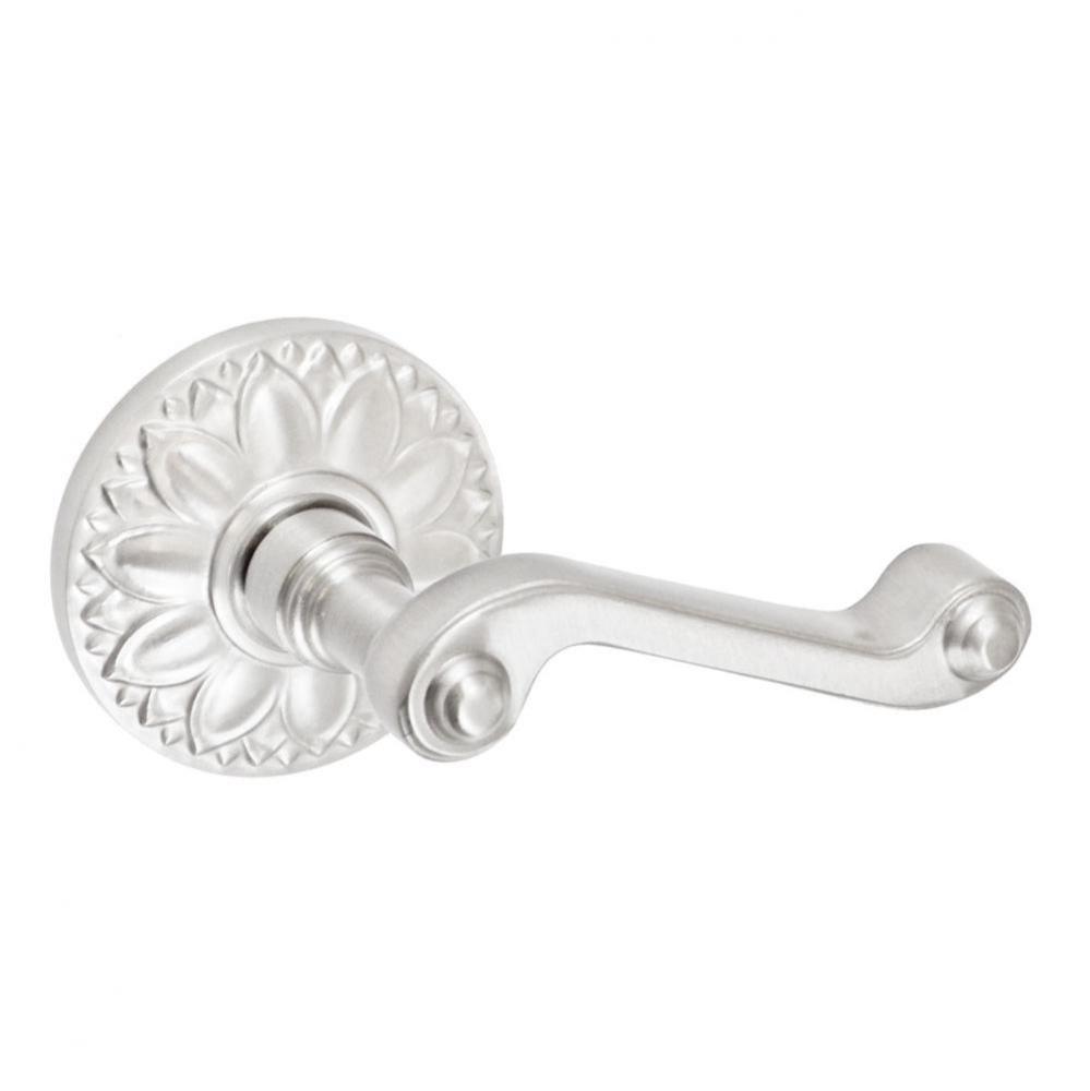 Ornate Lever with Floral Rose Dummy Single in Brushed Nickel - Right