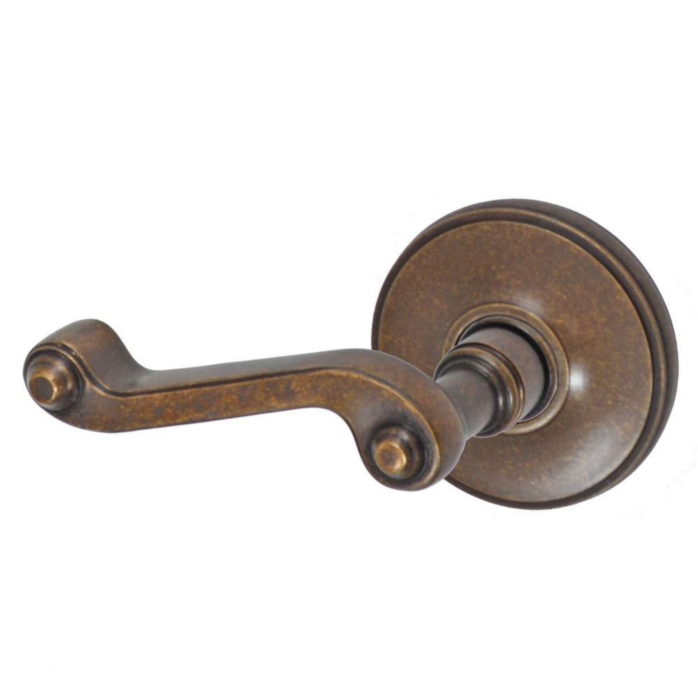 Ornate Lever with Cambridge Rose Passage Set in Medium Bronze - Left
