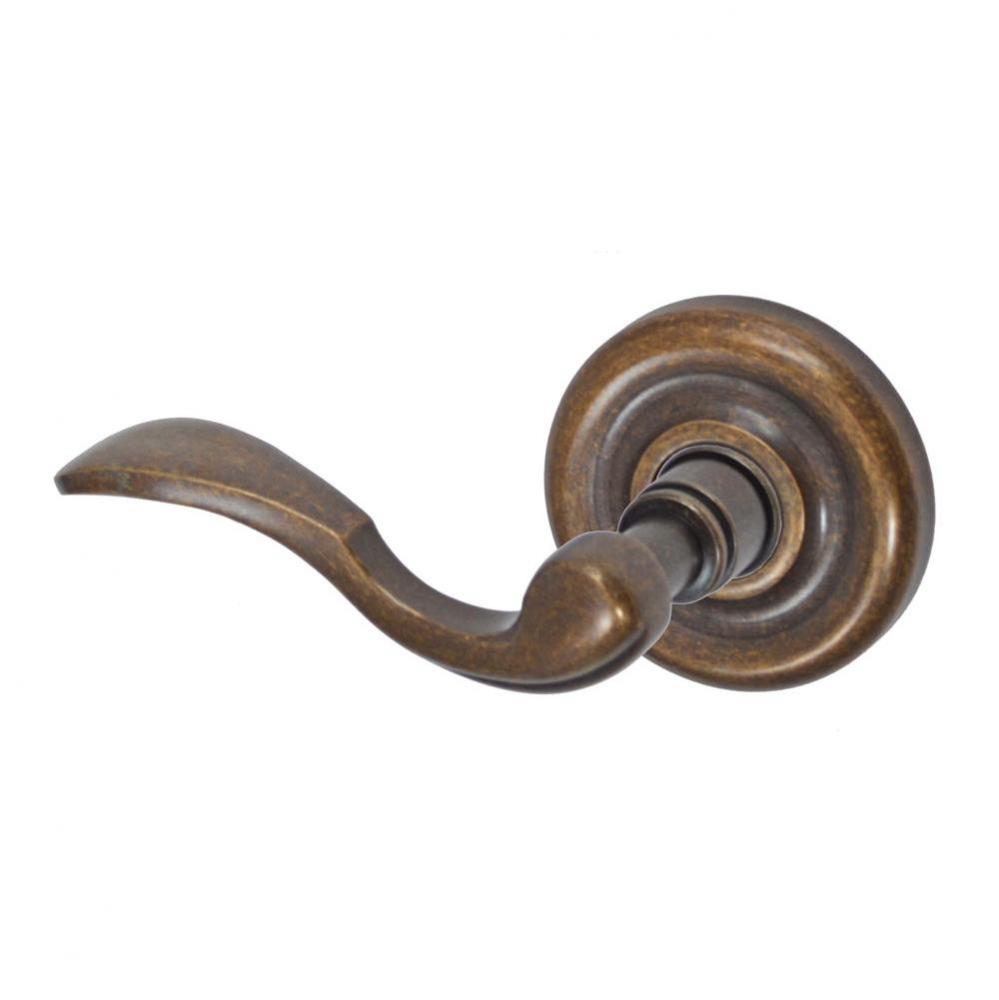 Paddle Lever with Contoured Radius Rose Dummy Single in Medium Bronze - Left