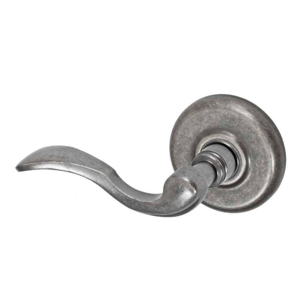 Paddle Lever with Radius  Rose Privacy Set in Antique Pewter - Left
