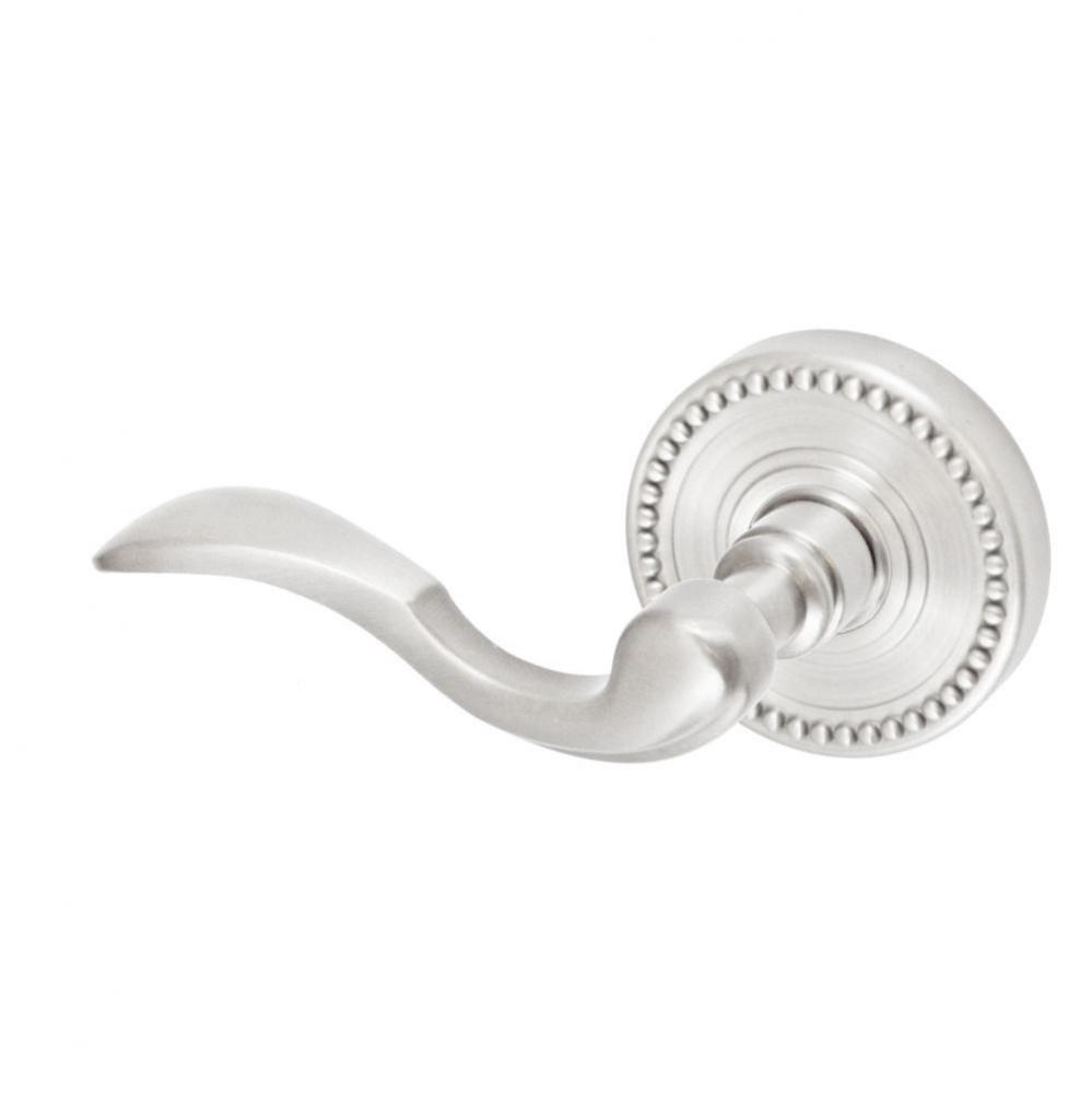 Paddle Lever with Beaded Rose Passage Set in Brushed Nickel - Left