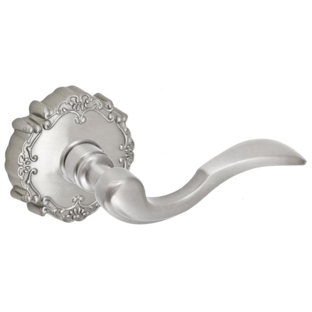 Paddle Lever with Round Victorian Rose Dummy Single in Brushed Nickel - Right