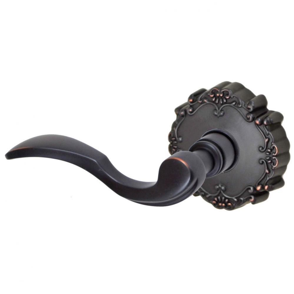 Paddle Lever with Round Victorian Rose Passage Set in Oil Rubbed Bronze - Left