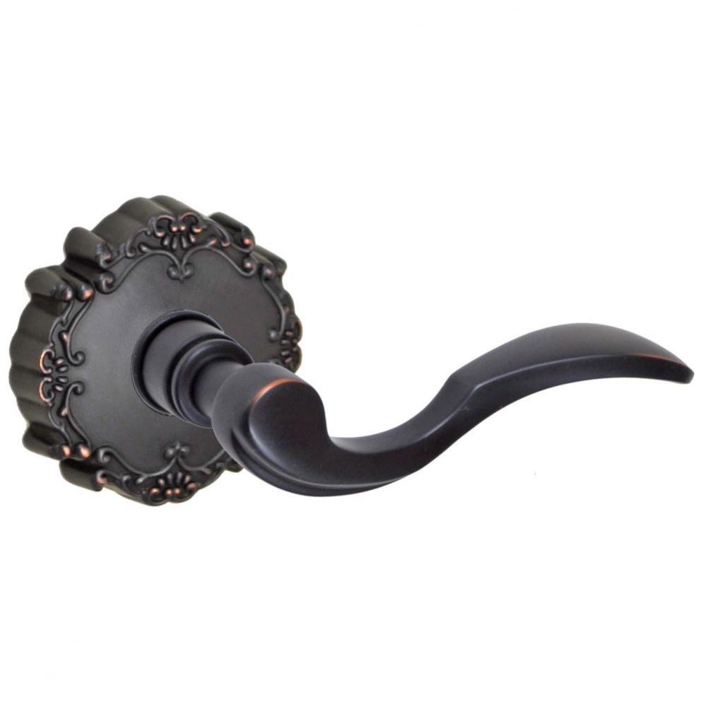 Paddle Lever with Round Victorian Rose Passage Set in Oil Rubbed Bronze - Right