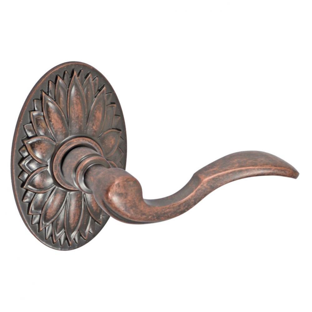 Paddle Lever with Oval Floral Rose Privacy Set  - Right