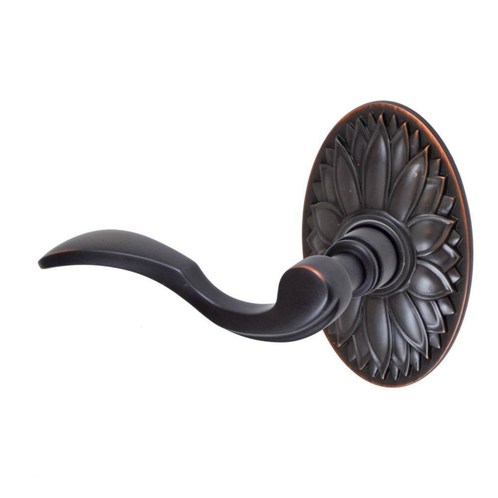Paddle Lever with Oval Floral Rose Dummy Single in Oil Rubbed Bronze - Left
