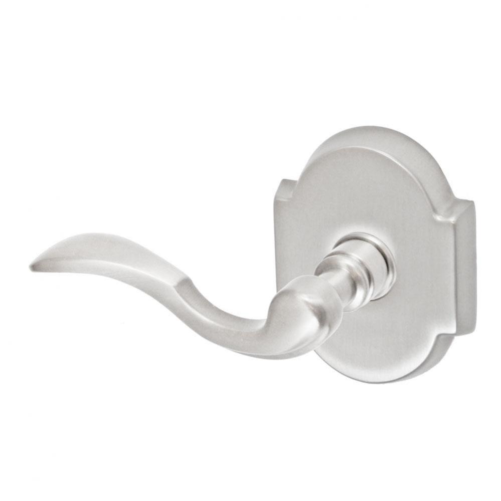 Paddle Lever with Beveled Scalloped Rose Passage Set in Brushed Nickel - Left