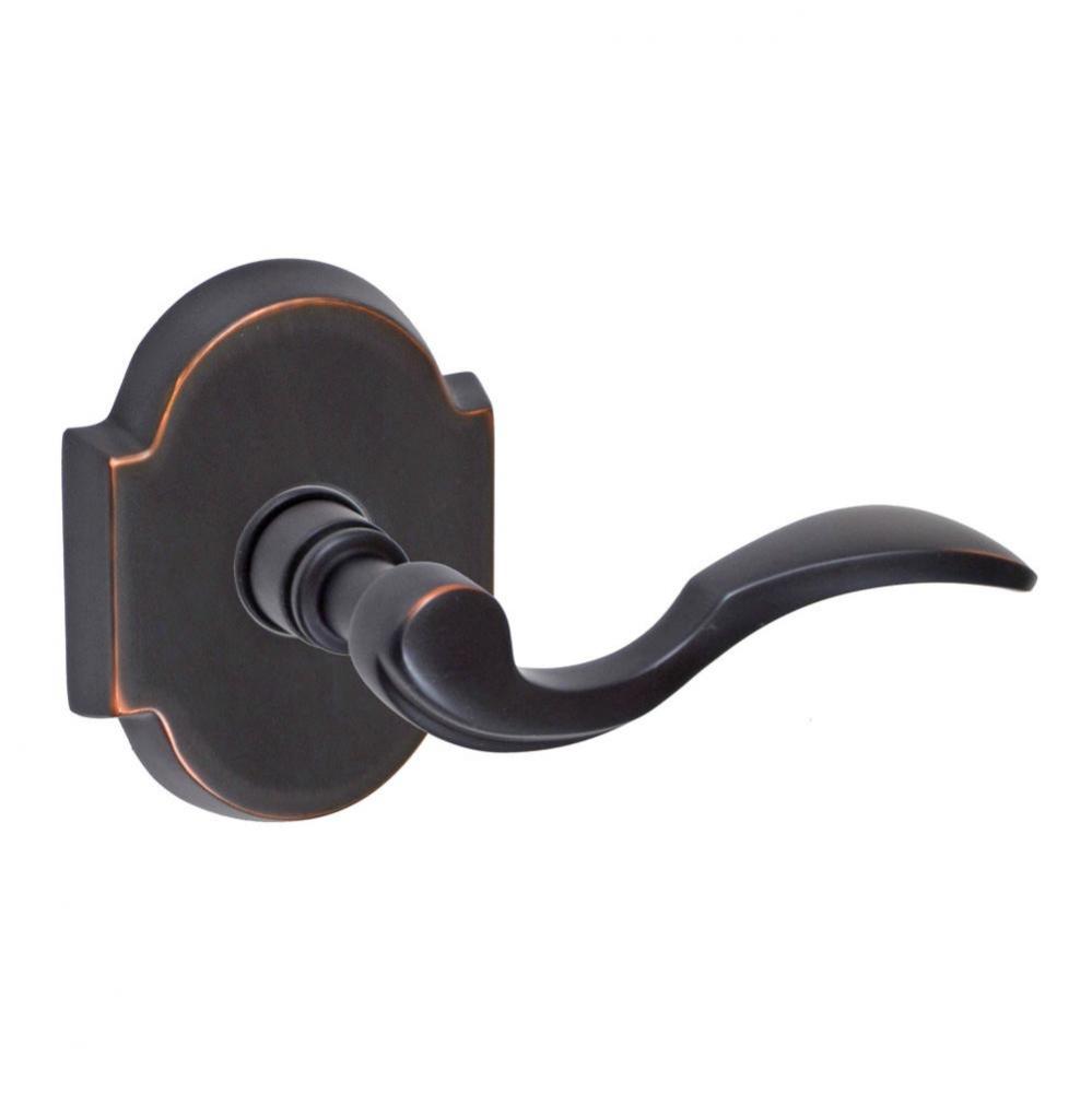 Paddle Lever with Beveled Scalloped Rose Privacy Set in Oil Rubbed Bronze - Right