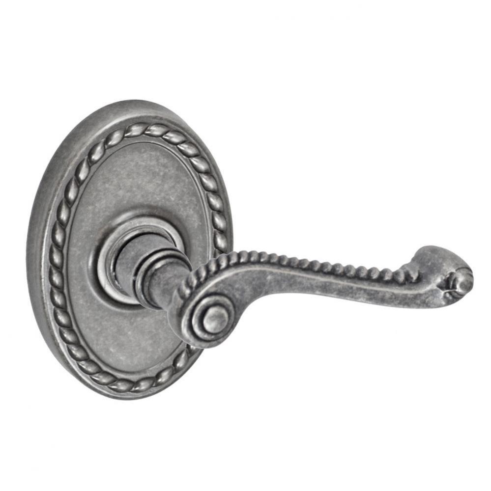 Rope Lever with Oval Rope Rose Dummy Single in Antique Pewter - Right