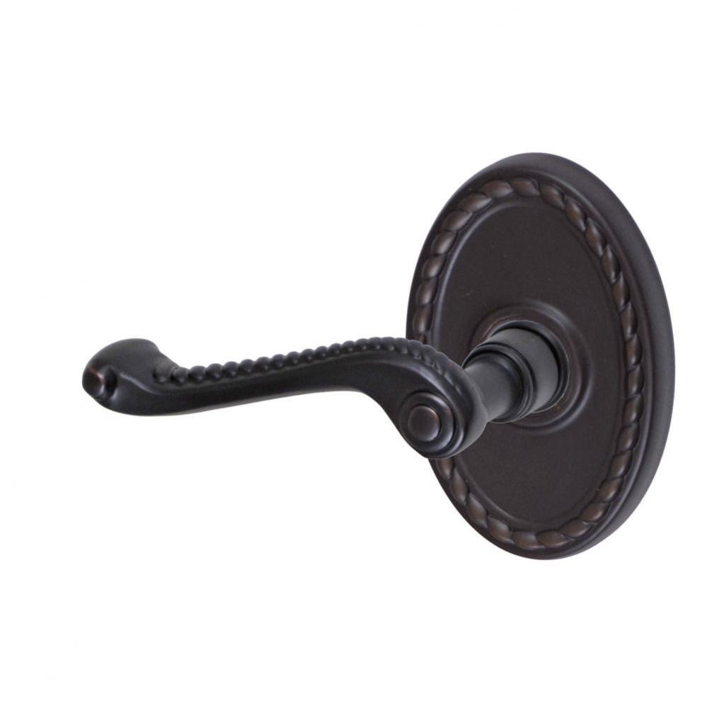 Rope Lever with Oval Rope Rose Dummy Single in Oil Rubbed Bronze - Left