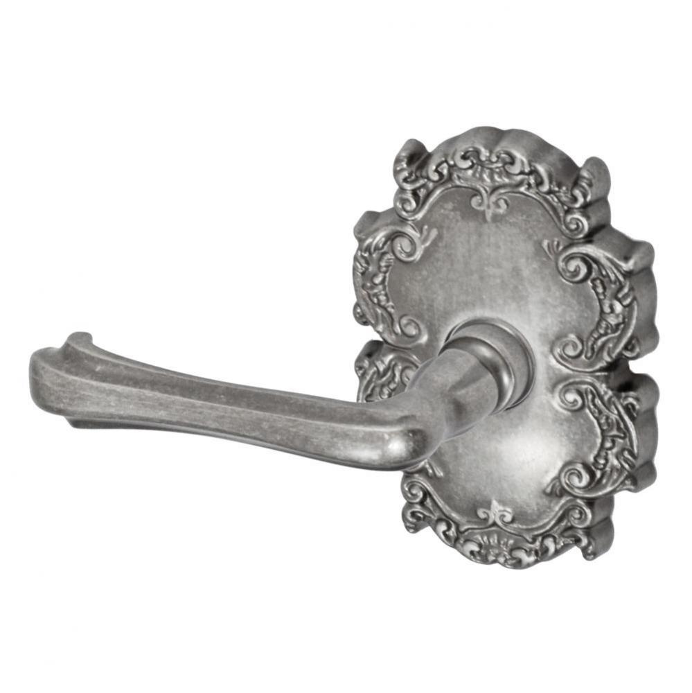Claw Foot Lever with Victorian Rose Passage Set in Antique Pewter - Left