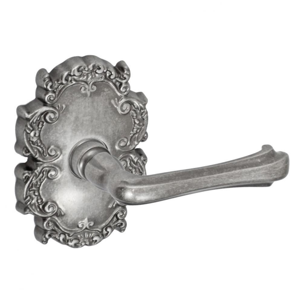 Claw Foot Lever with Victorian Rose Privacy Set in Antique Pewter - Right