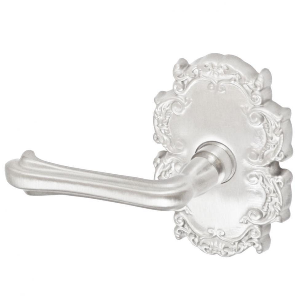 Claw Foot Lever with Victorian Rose Passage Set in Brushed Nickel - Left