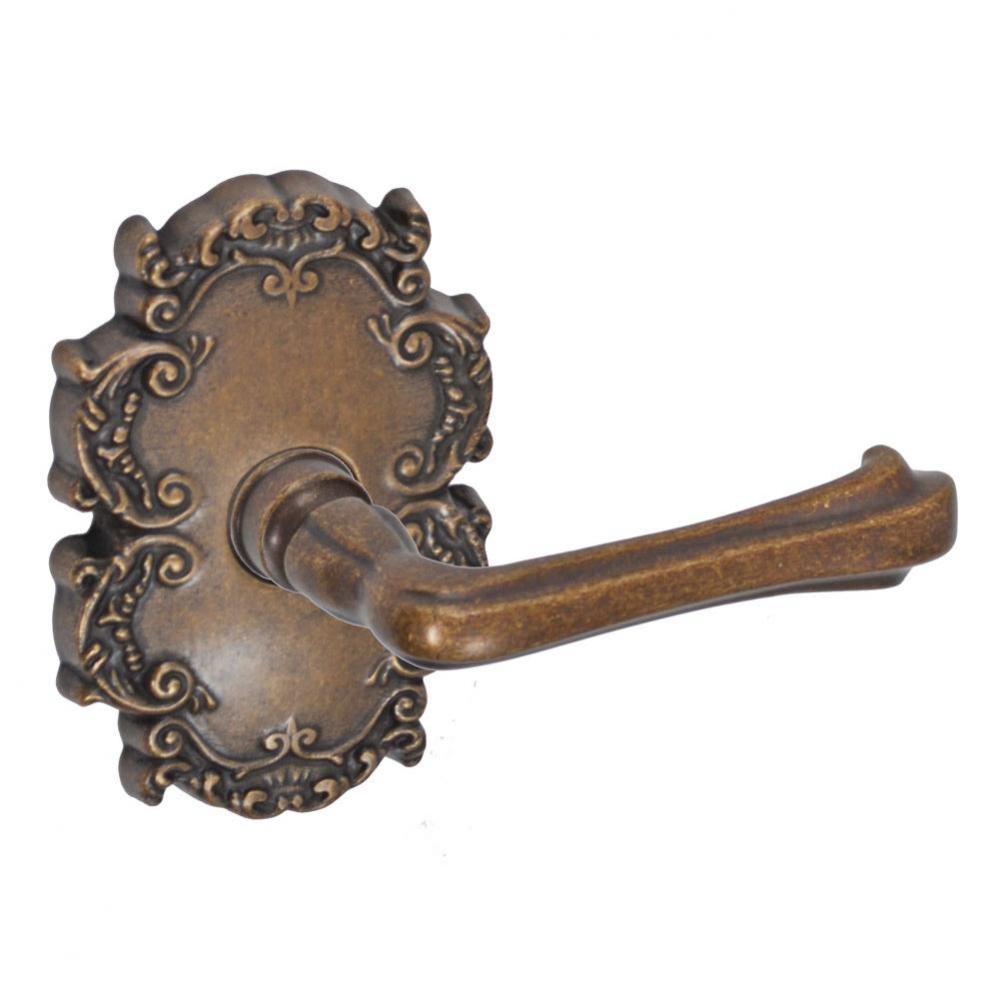 Claw Foot Lever with Victorian Rose Privacy Set in Medium Bronze - Right