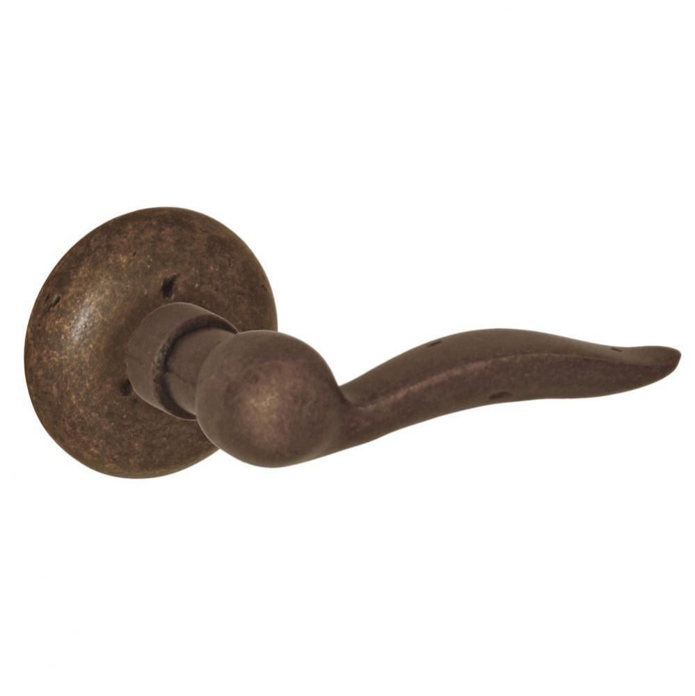 Sandcast Bronze Drop Tail Lever with Sandcast Bronze Round Radius Rose Privacy Set in Sandcast