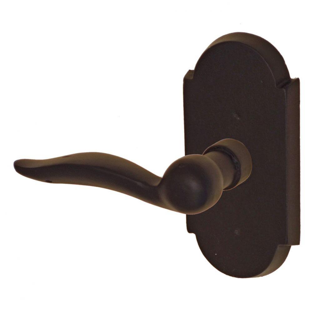 Sandcast Bronze Drop Tail Lever with Sandcast Bronze Large Scalloped Plate Privacy Set in Dark