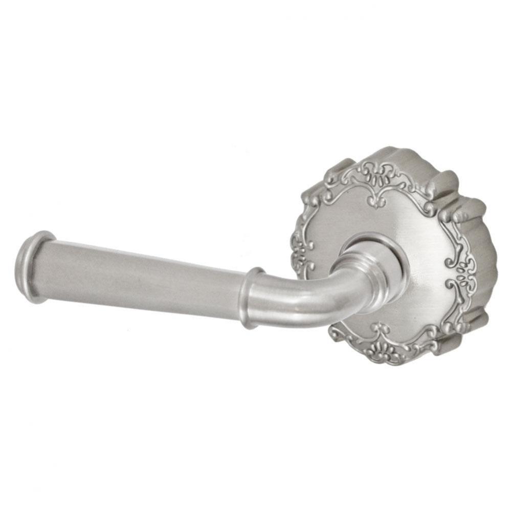 St Charles Lever with Round Victorian Rose Privacy Set in Brushed Nickel - Left