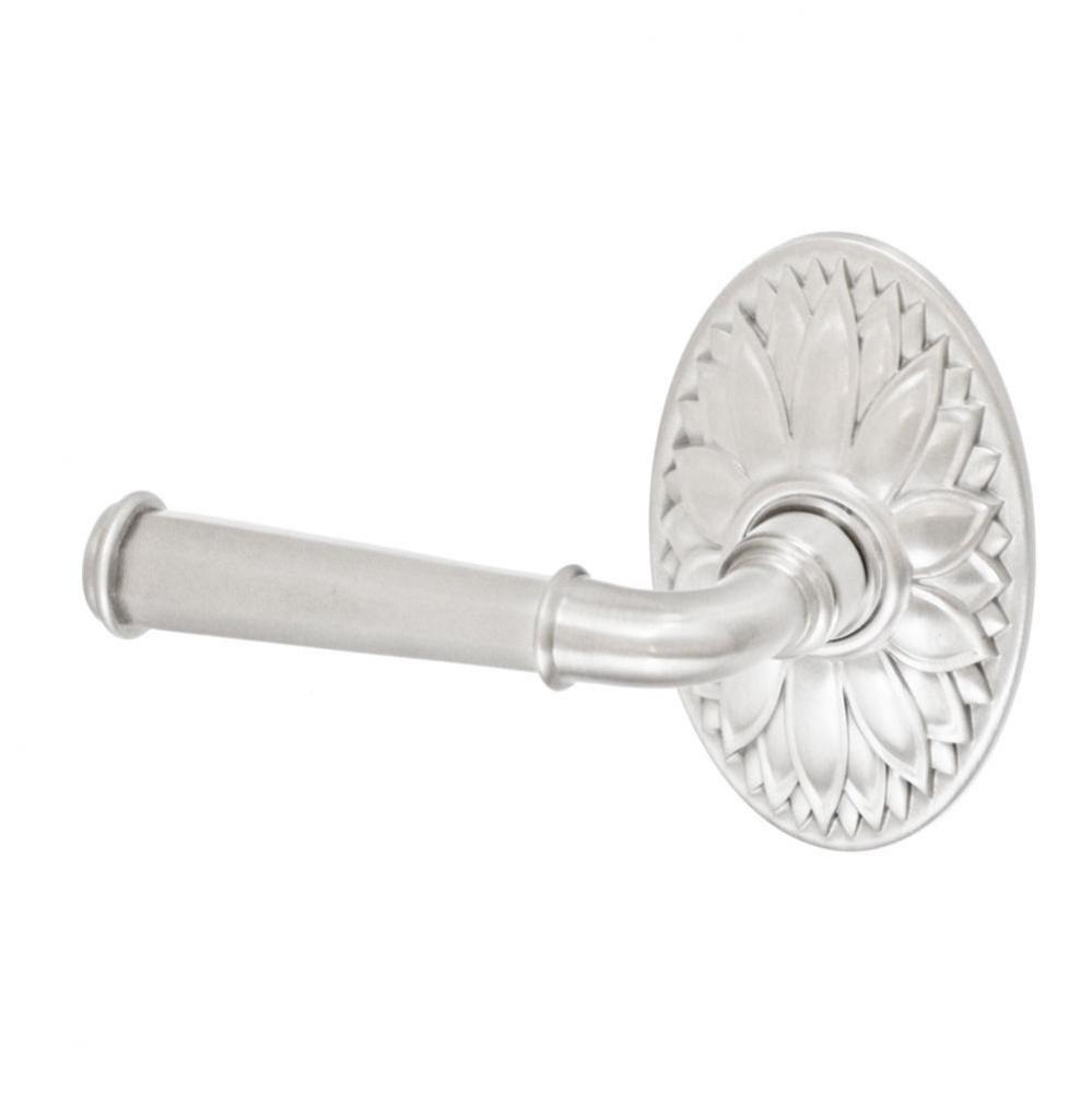 St Charles Lever with Oval Floral Rose Privacy Set in Brushed Nickel - Left