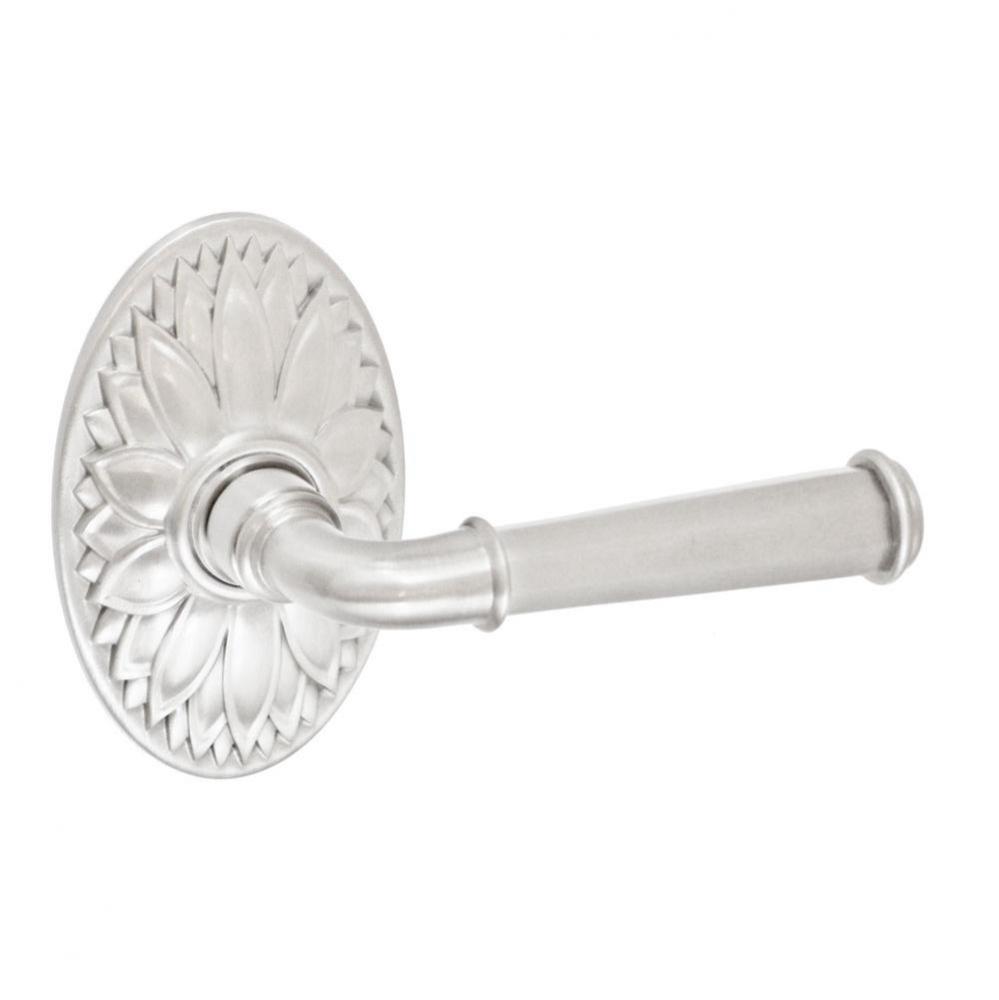 St Charles Lever with Oval Floral Rose Privacy Set in Brushed Nickel - Right