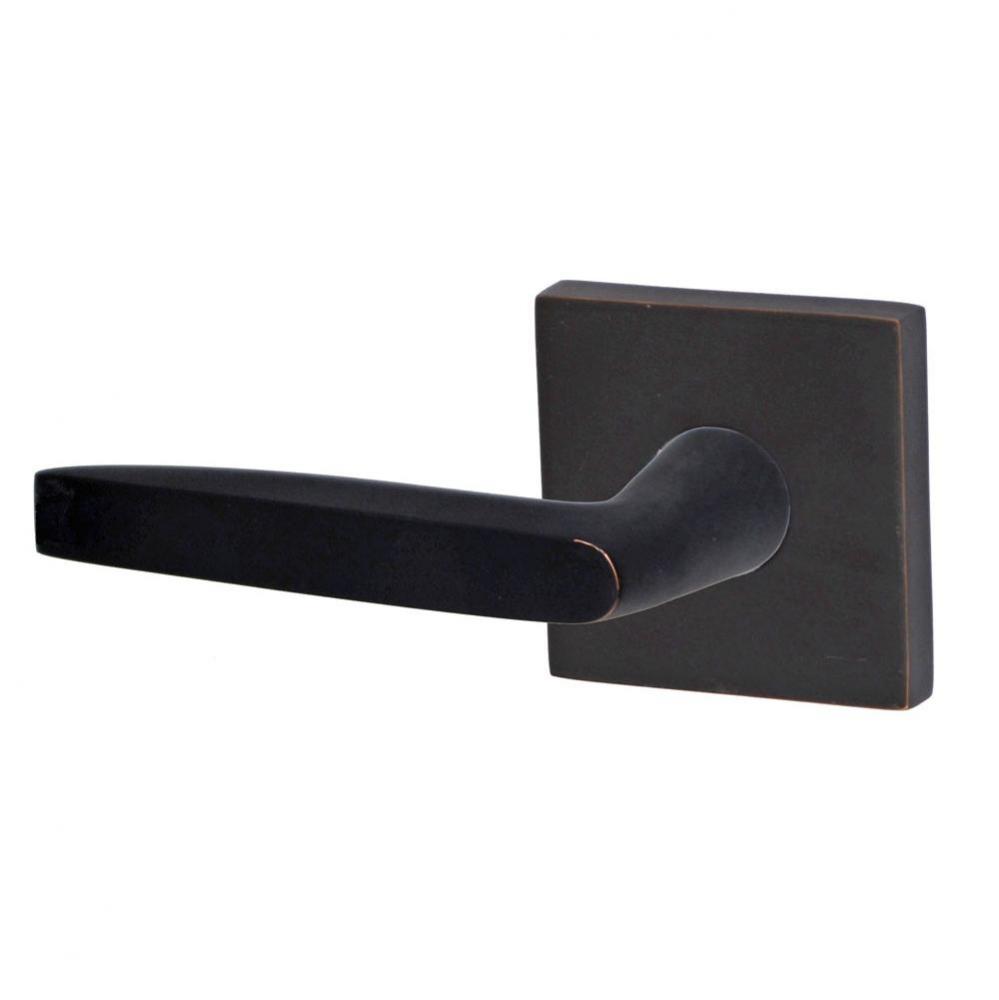 Empire Lever with Square Rose Privacy Set in Oil Rubbed Bronze - Left