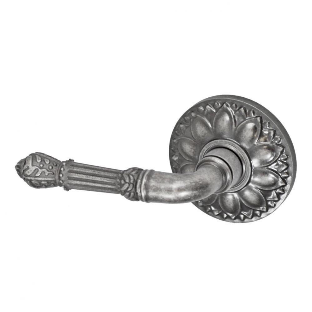 Venetian Lever with Floral Rose Passage Set in Antique Pewter - Left
