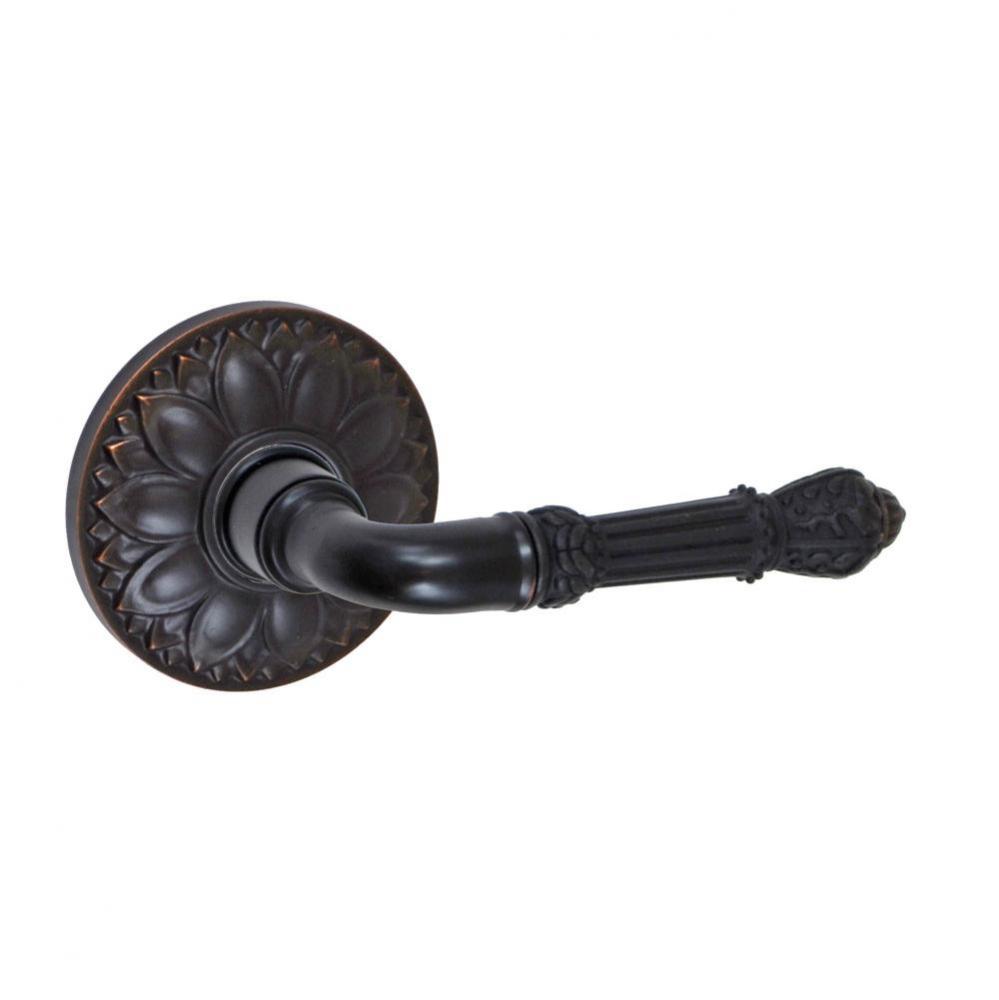 Venetian Lever with Floral Rose Passage Set in Oil Rubbed Bronze - Right