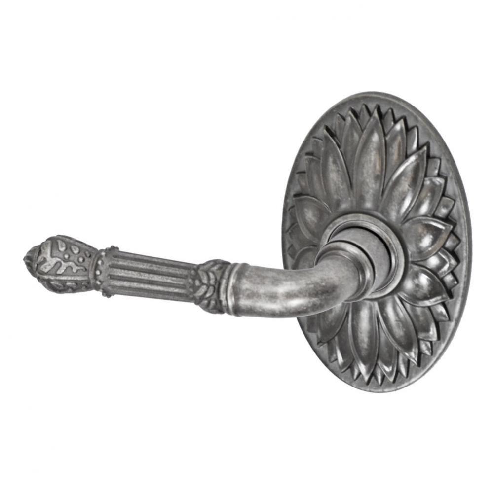Venetian Lever with Oval Floral Rose Passage Set in Antique Pewter - Left