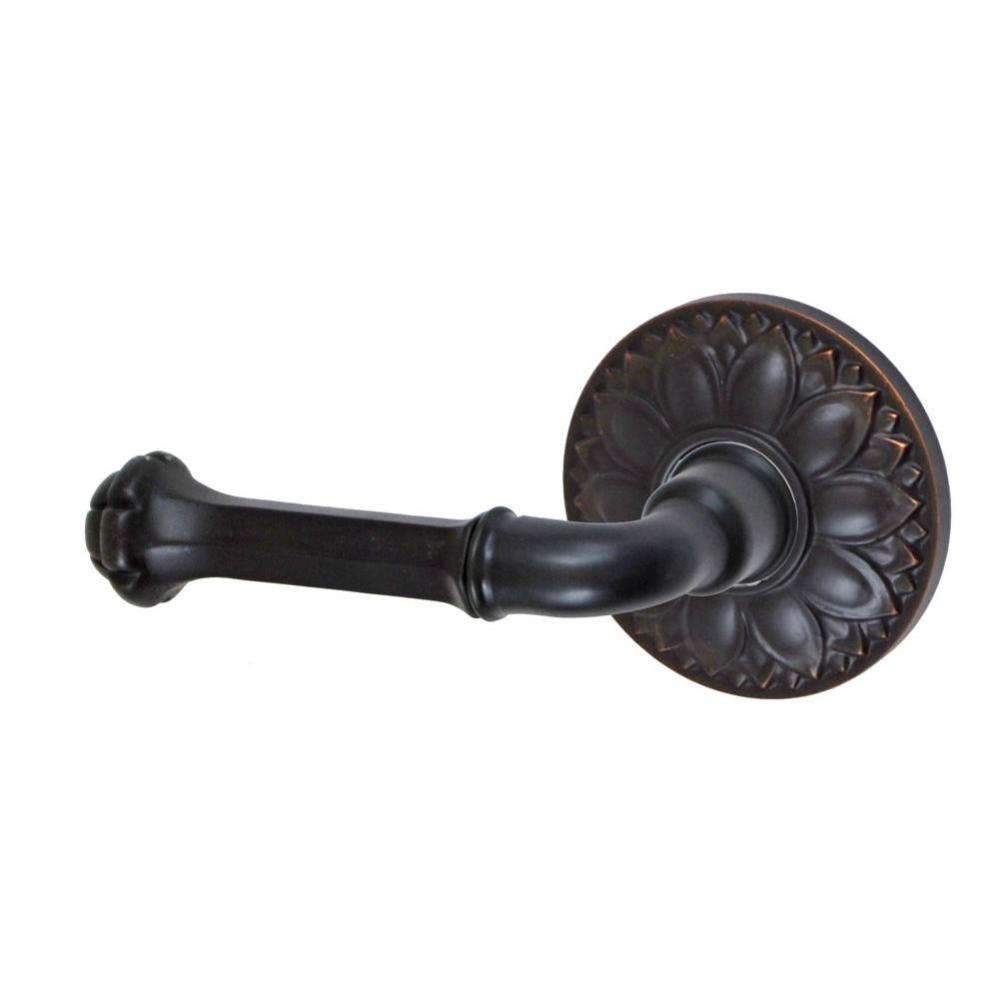 Tuscan Lever with Floral Rose Passage Set in Oil Rubbed Bronze - Left
