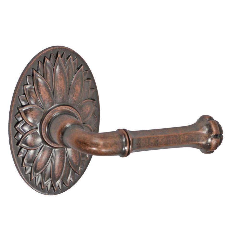 Tuscan Lever with Oval Floral Rose Passage Set  - Right