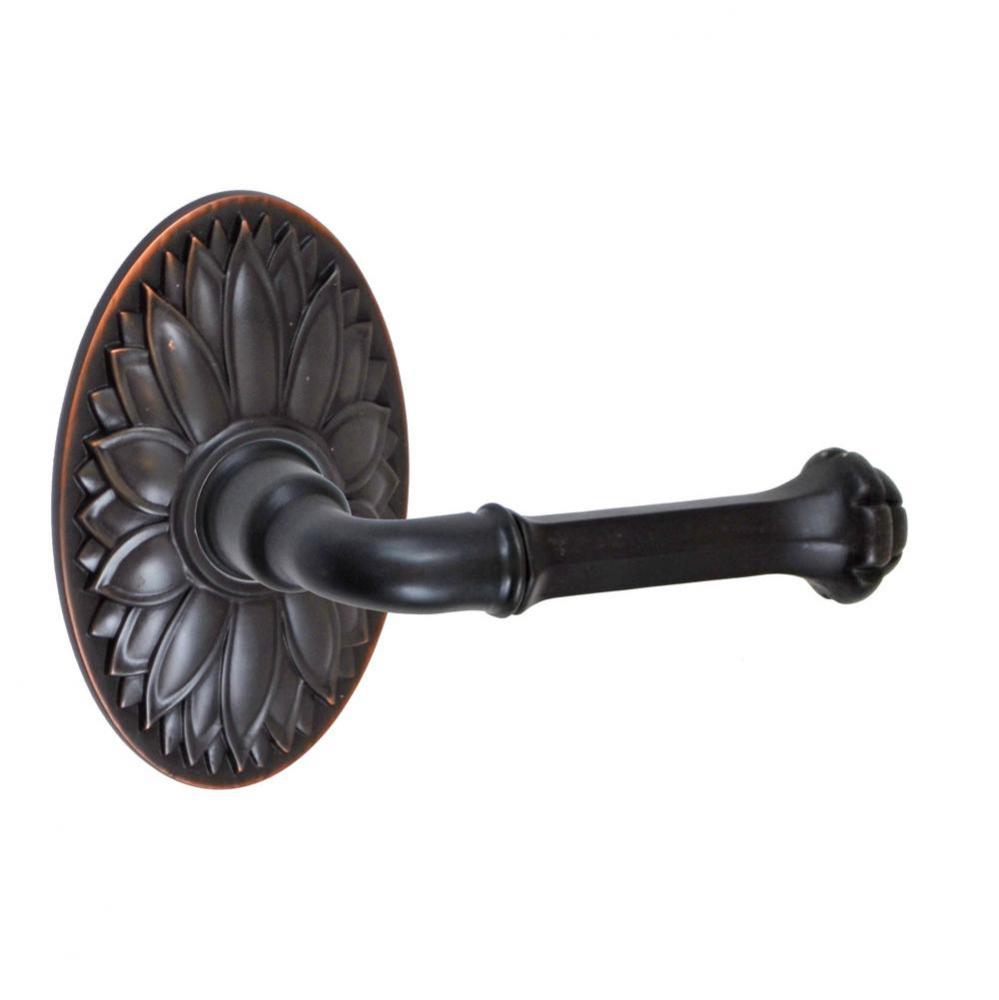 Tuscan Lever with Oval Floral Rose Dummy Single in Oil Rubbed Bronze - Right