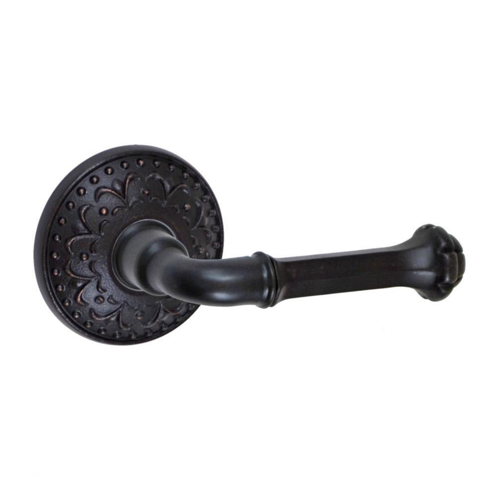 Tuscan Lever with Venice  Rose Privacy Set in Oil Rubbed Bronze - Right