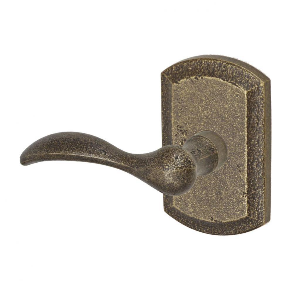 Sandcast Rainier Lever with Blue Ridge Rose Privacy Set in Medium Relic Bronze - Left