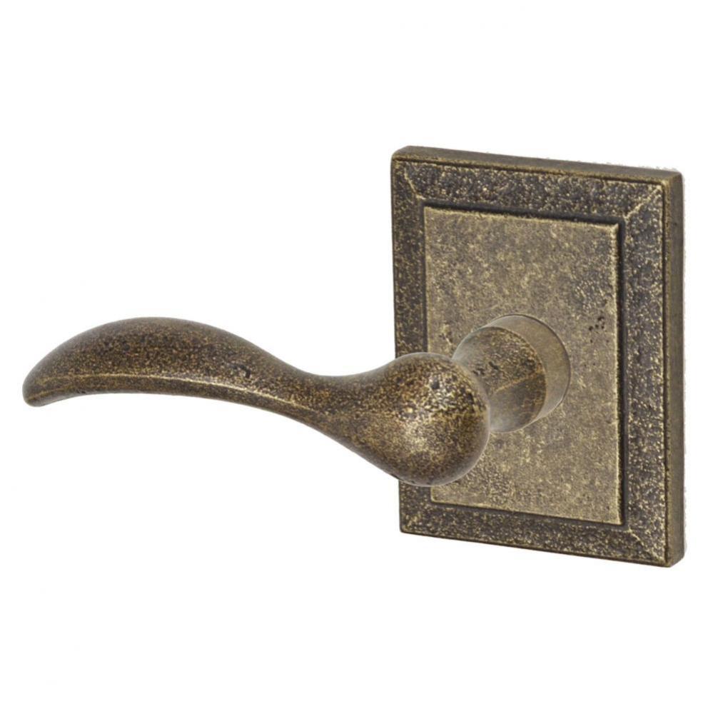Sandcast Rainier Lever with Ahwahnee Rose Passage Set in Medium Relic Bronze - Left