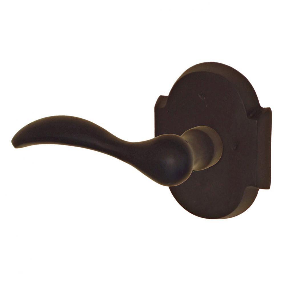 Sandcast Bronze Rainier Lever with Sandcast Bronze Scalloped Rose Dummy Single in Dark Bronze -