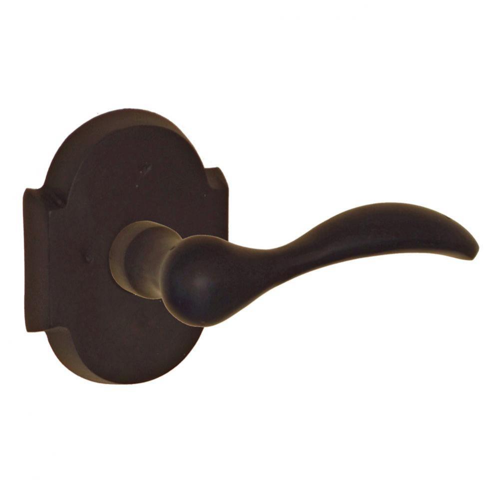 Sandcast Bronze Rainier Lever with Sandcast Bronze Scalloped Rose Privacy Set in Dark Bronze -