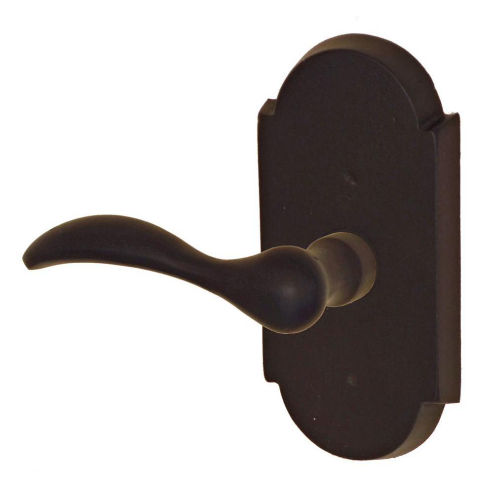Sandcast Bronze Rainier Lever with Sandcast Bronze Large Scalloped Plate Privacy Set in Dark