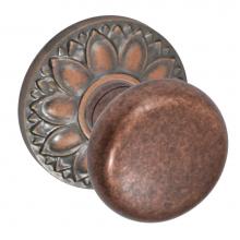 Fusion D-01-D8-E-ATC - Half-Round Knob with Floral Rose Dummy Single in Antique
