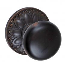 Fusion P-01-D8-0-ORB - Half-Round Knob with Floral Rose Passage Set in Oil Rubbed